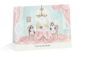 Shih Tzu Tea Party Painting PRINT / MUG / NOTECARD SET Invitations Watercolor Acrylic Artwork