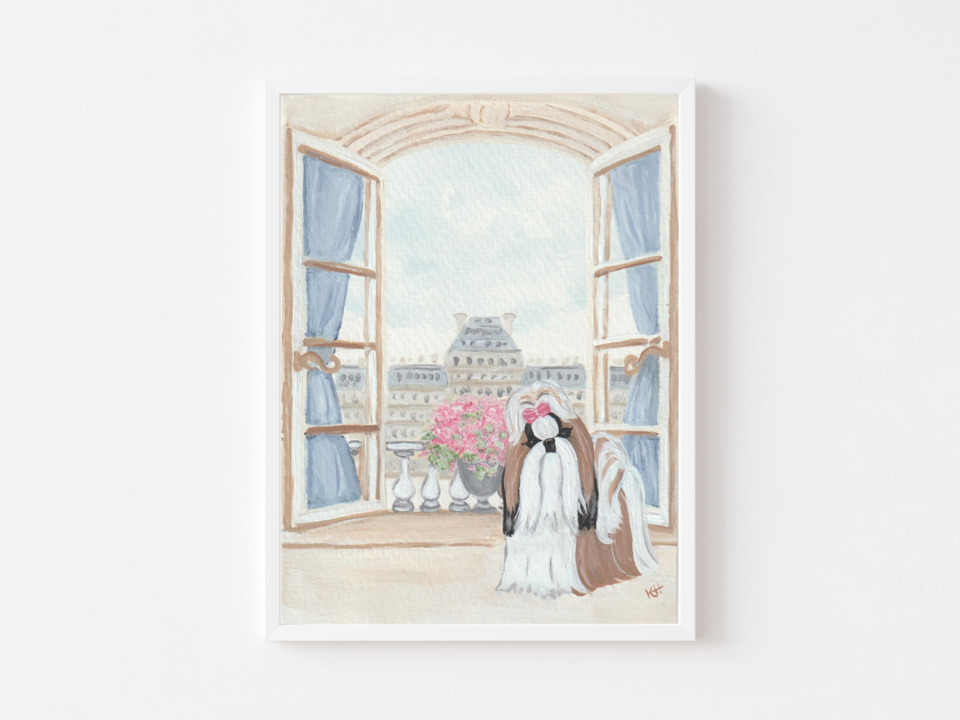 Shih Tzu Paris Balcony PRINTS / NOTECARDS SET Paintings