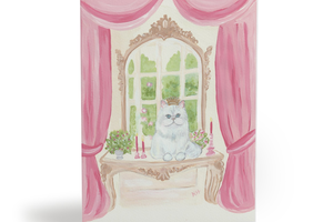 Cat Art PRINT / NOTE CARDS Set  "Queen of Versailles" White Persian Painting