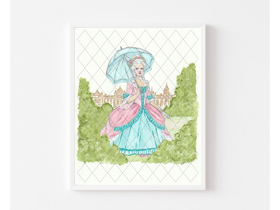 Queen Marie Antoinette Art PRINT Young French Royalty Versailles Palace Painting