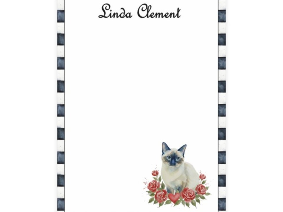 Siamese Cat Stationery Set Personalized Notecards Watercolor Art