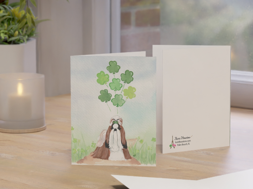 Shih Tzu "Good Luck" NOTECARDS Set from Original Artwork All Occasion Greeting Cards