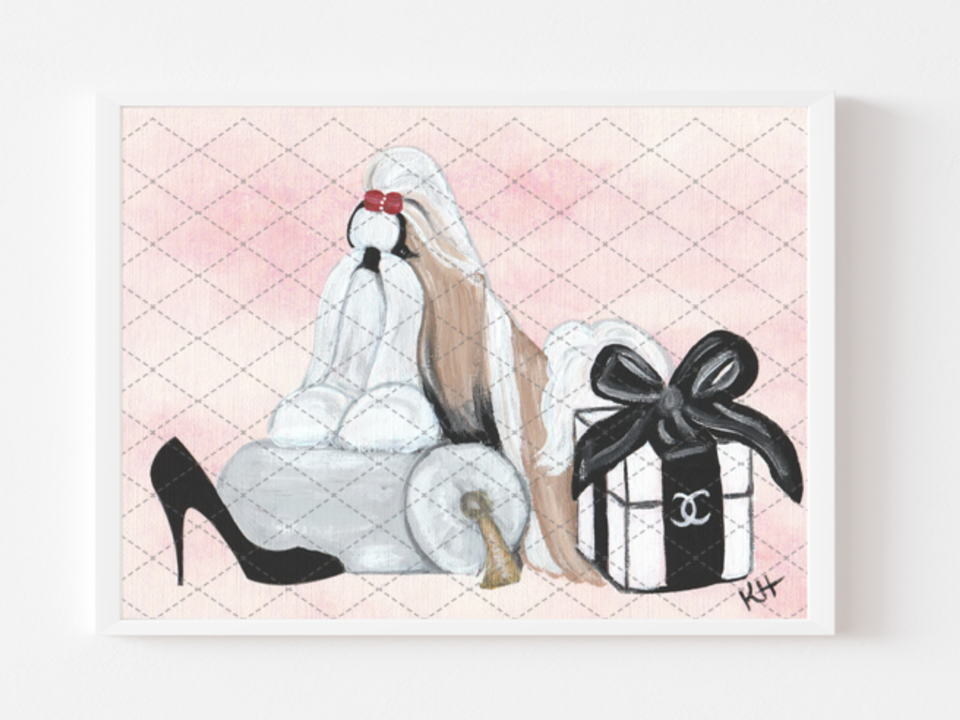 Shih Tzu Glamour Art Print Painting