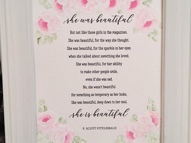Hand Painted Pink Roses Beautiful Quote Original or Print