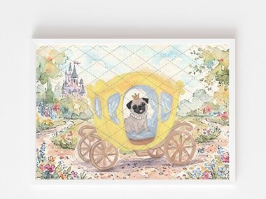Pug Carriage Ride Painting PRINT Watercolor Workbook Acrylic Art Nursery Childs Play Room