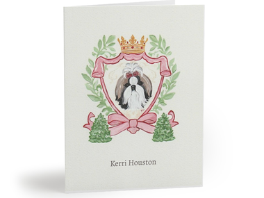 Shih Tzu Holiday Crest Note Card Set Personalized 