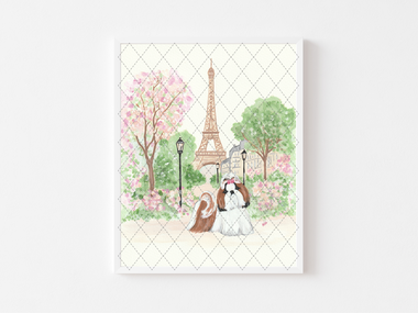 Shih Tzu "Spring in Paris" PRINTS / NOTECARDS SET Paintings