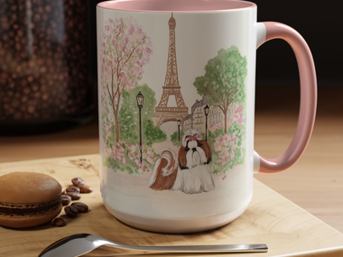 Shih Tzu Spring in Paris Mug from Original Artwork